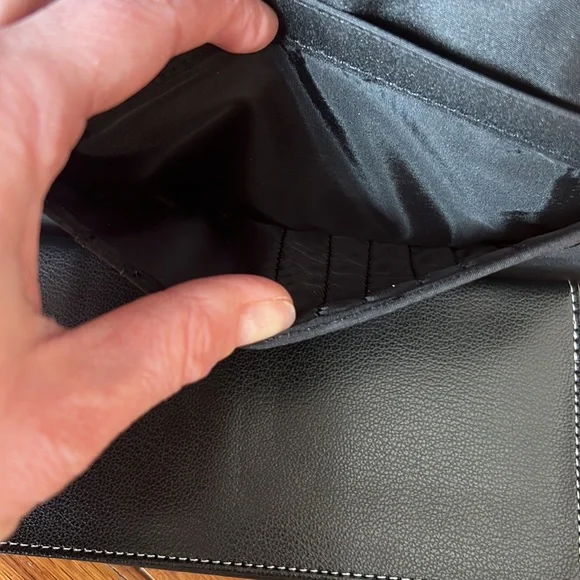 Black Leather Red Leather “K” Long Wallet / Check Book Holder - Picture 8 of 13